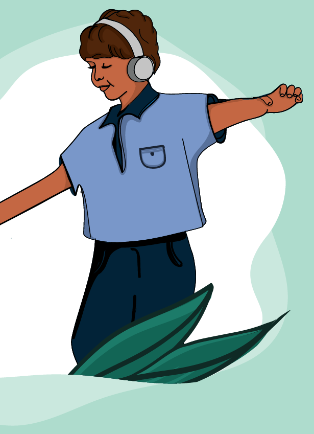 boy dancing with headphones on